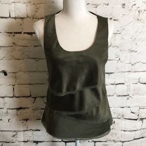 Ann Taylor Layered Top Olive Green Small